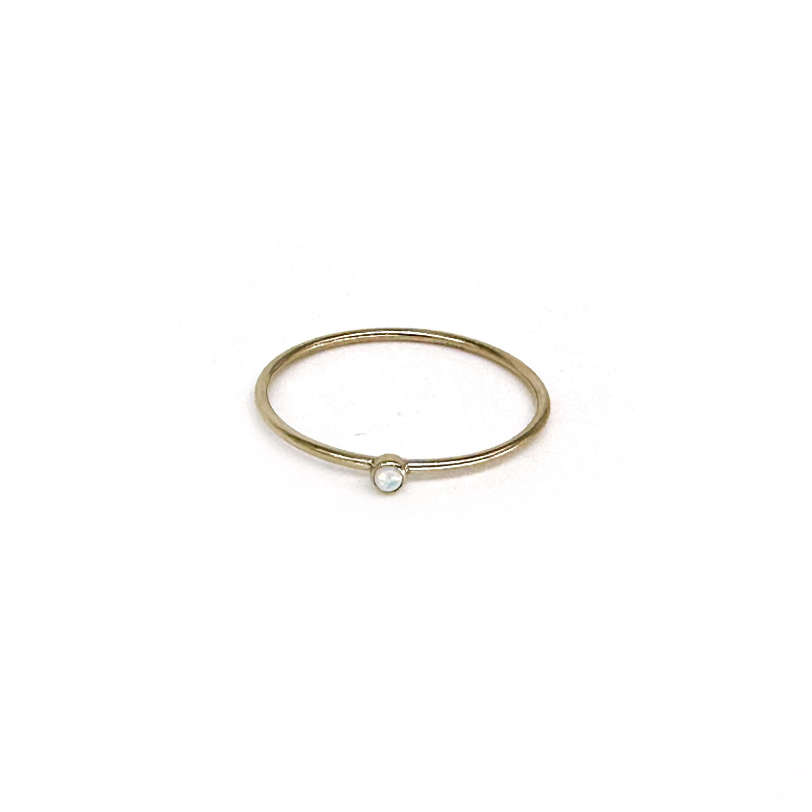 Gold Fill 2mm White Bello Opal Stacking Ring