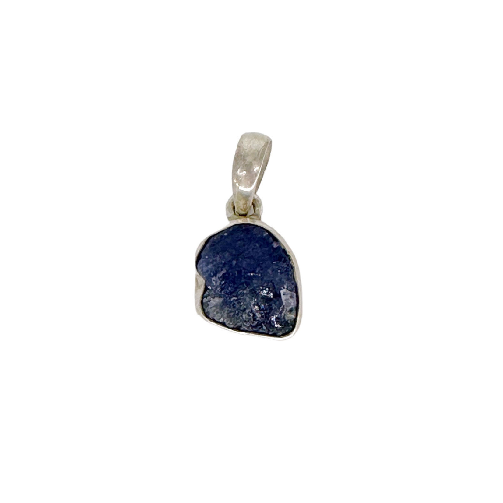 Sterling Silver Rough Cut Tanzanite Wrapped Pendant Medium