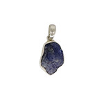 Sterling Silver Rough Cut Tanzanite Wrapped Pendant Large