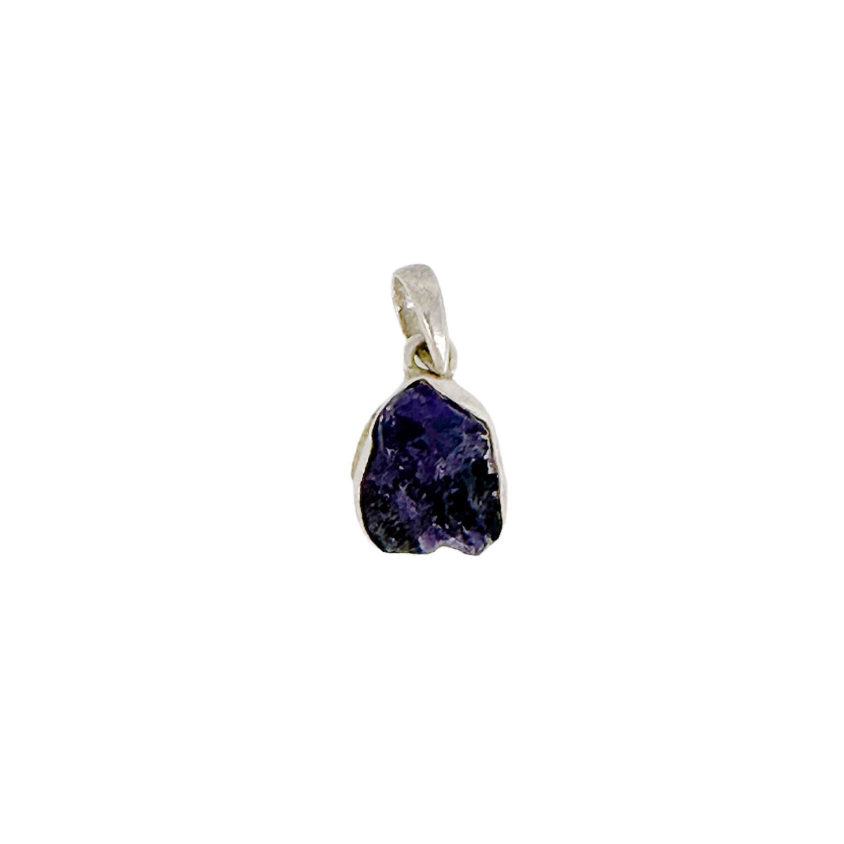 Sterling Silver Wrapped Rough Amethyst Pendant