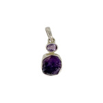 Sterling Silver Wrapped  Oval and Rough Amethyst Pendant