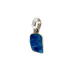 Sterling Silver Wrapped Rough Cut Neon Apatite Pendant