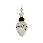 Sterling Silver Rutilated Quartz, Garnet & Green Amethyst Pendant