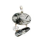 Sterling Silver Rutilated Quartz & Green Amethyst Pendant