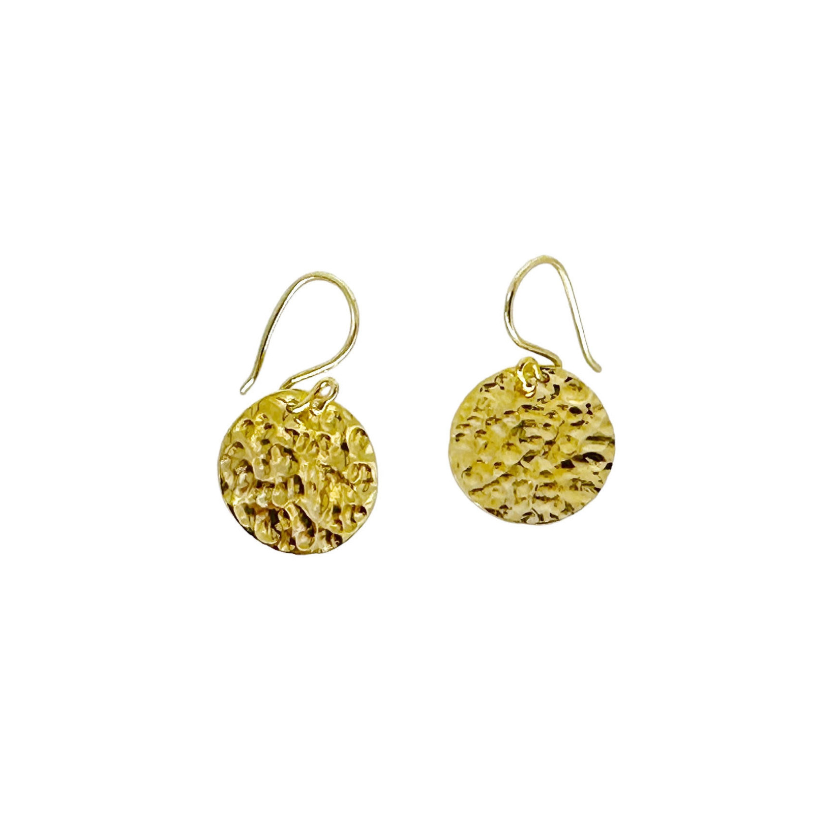 Gold Plated Hammered Disc Earrings