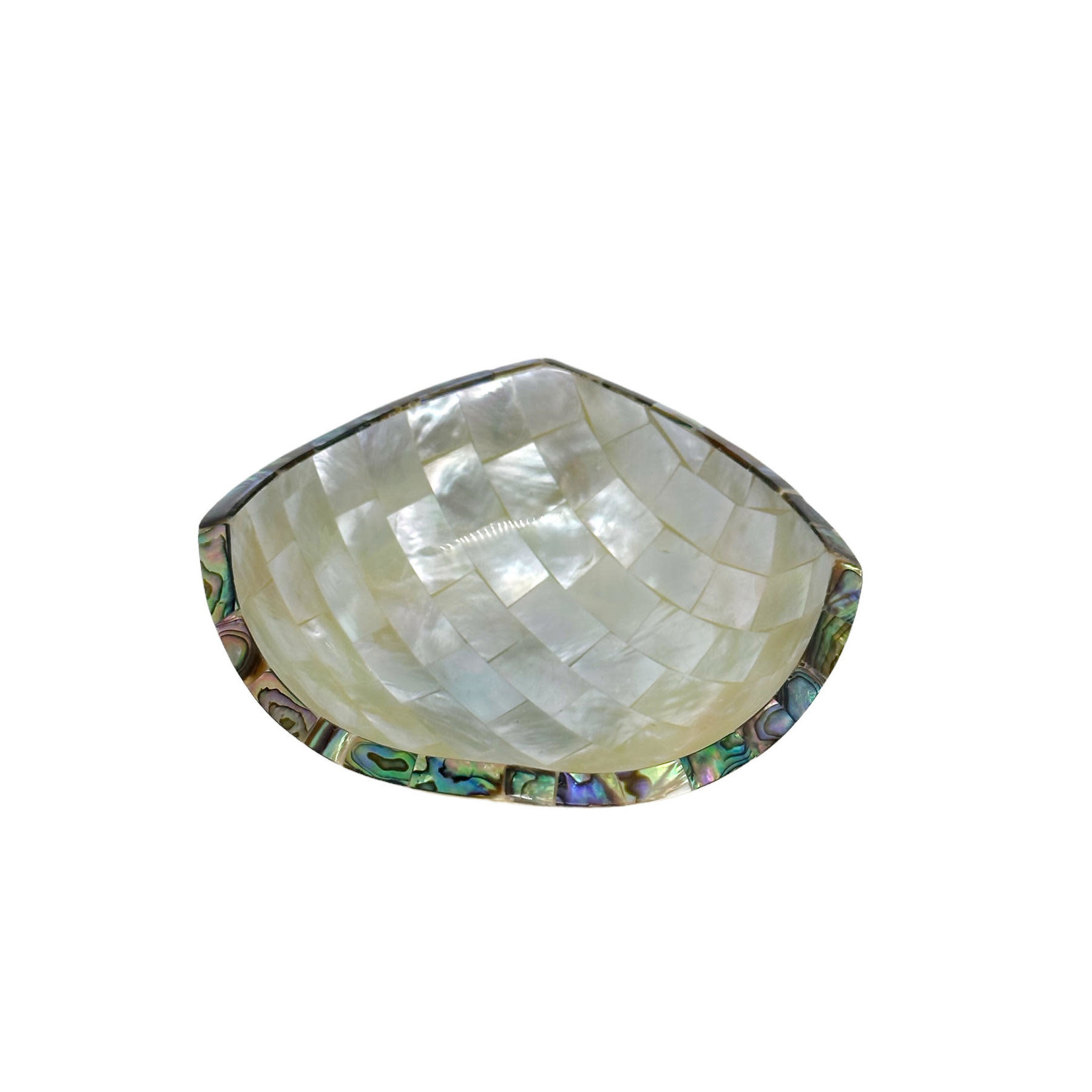 Hand Made Mother of Pearl Square Bowl With Paua Shell Edge 10.5cm