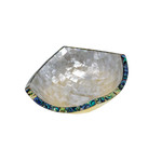 Hand Made Mother of Pearl Square Bowl With Paua Shell Edge 13cm