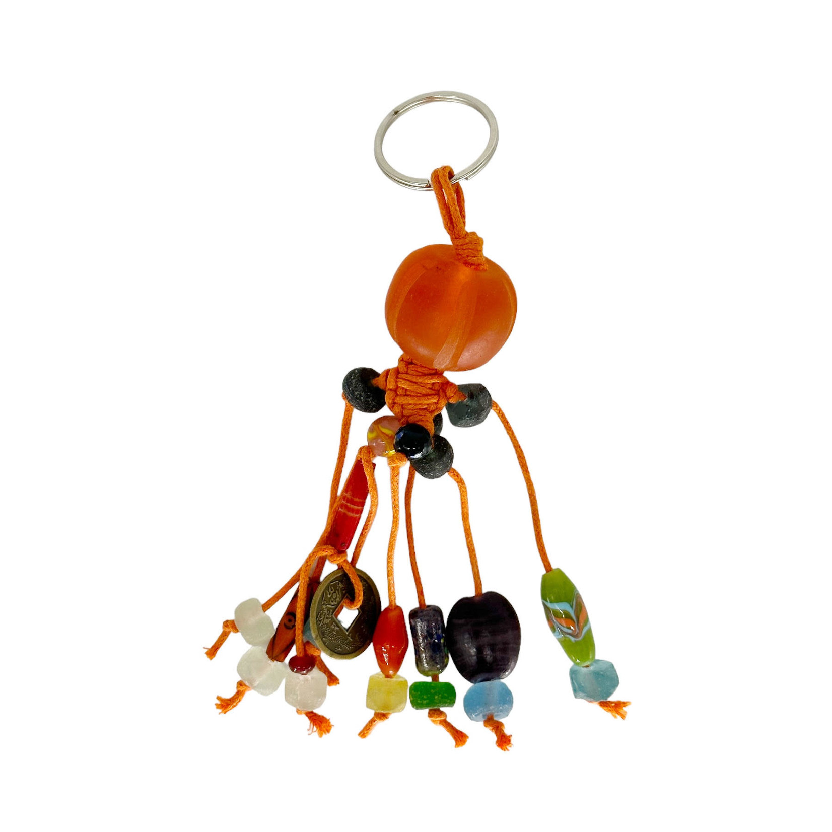 Handmade Beach Glass Keychain Orange