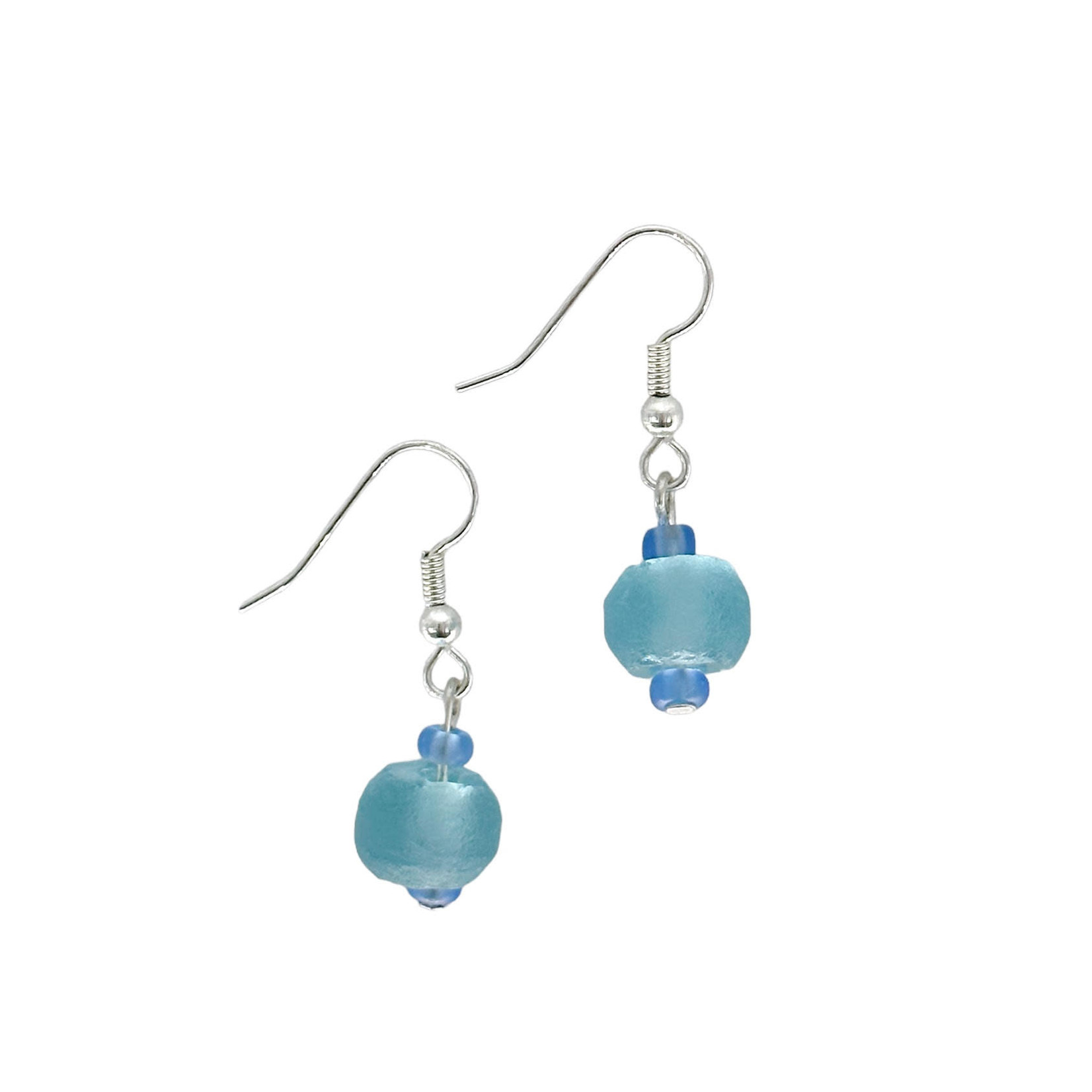 Handmade Beach Glass Earrings Turquoise