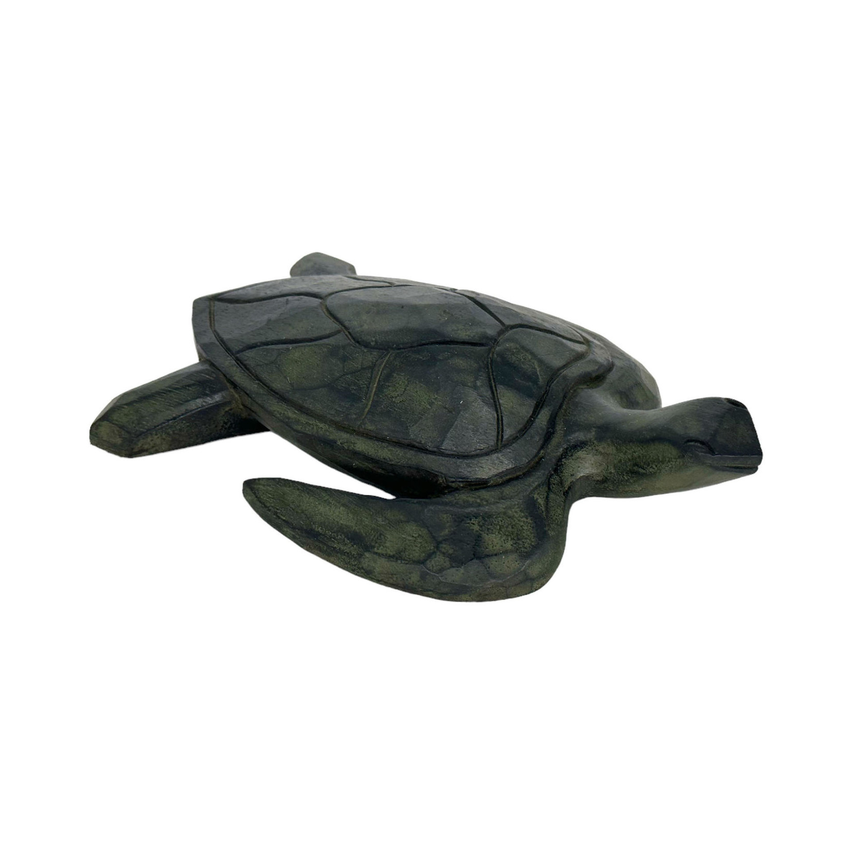 Hand Carved  Albesia Wood Green Turtle 15cm