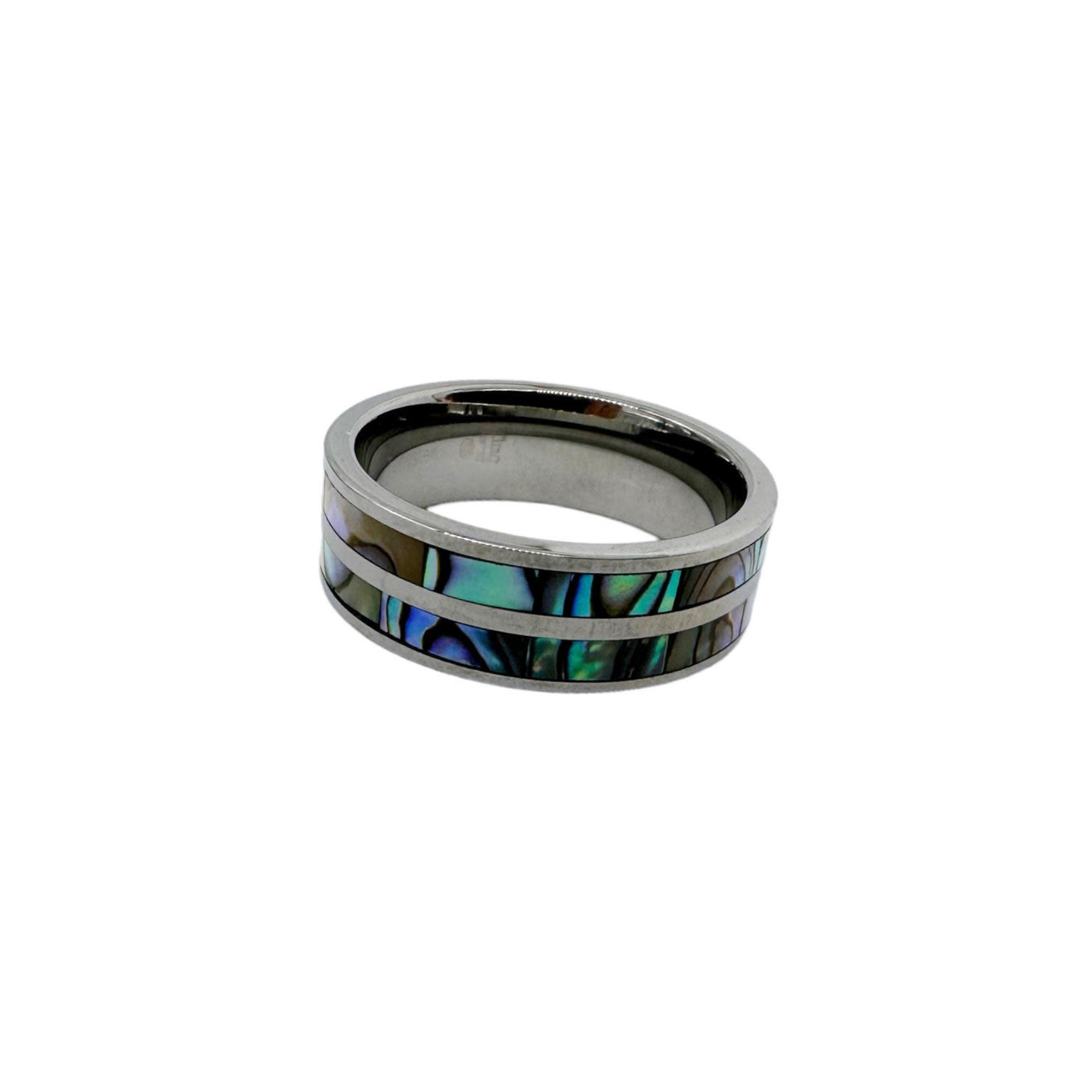 Men's 8mm Tungsten Paua Shell Ring