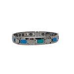 10mm Rectangle Tungsten Synthetic Opal Men's Bracelet