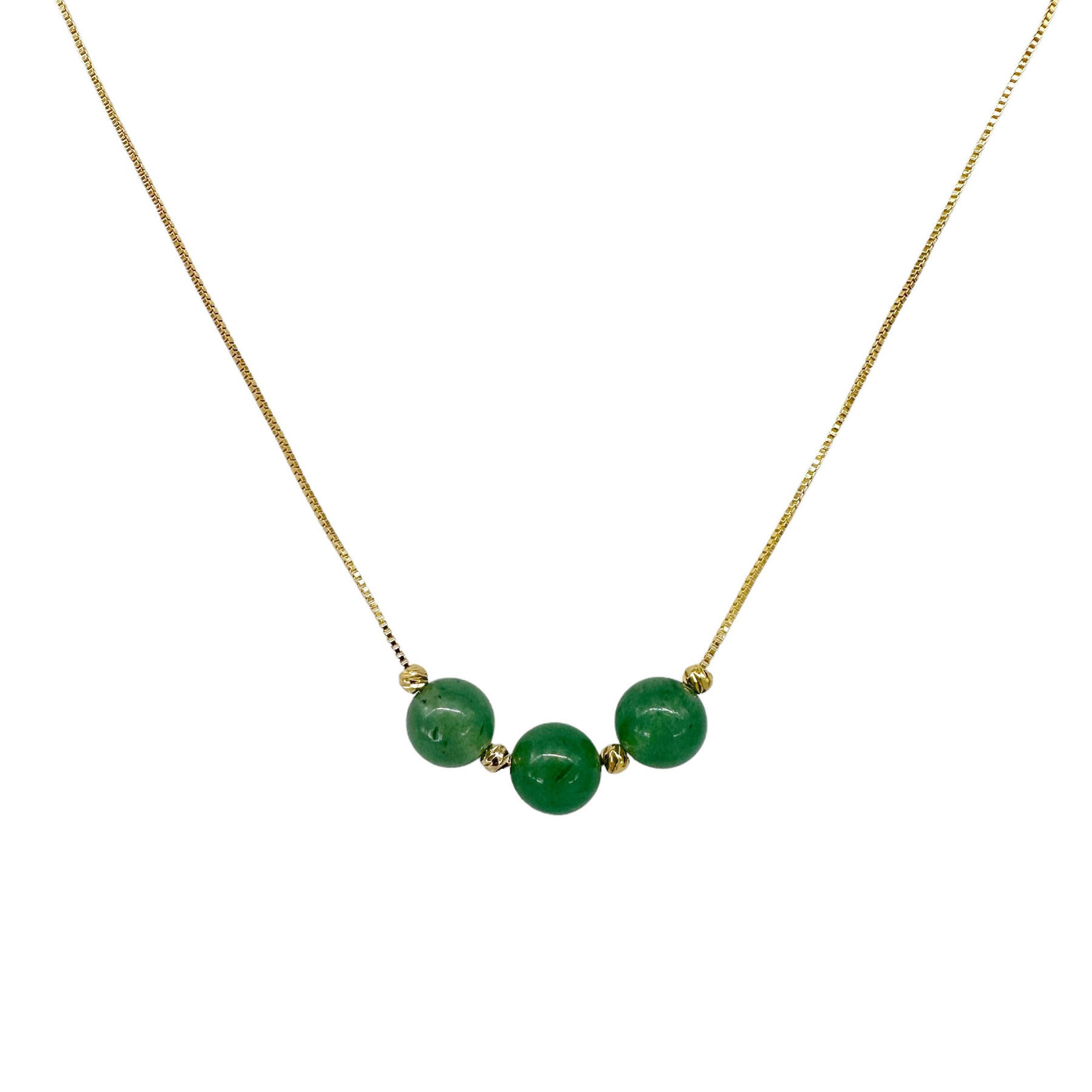 Copper and Jade 3  Ball Adjustable 16-18" Necklace Green