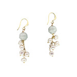 Copper, Jade & Pearl Lotus Tassel Dangle Earrings
