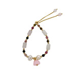 J14 Copper, Jade & Pearl Adjustable Bracelet Pink Tourmaline