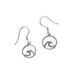 SE496 Sterling Silver Blue Topaz Wave Dangle Earrings