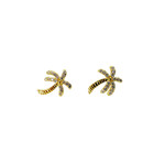 SE498 Sterling Silver Gold Plated CZ Earrings Palm Tree