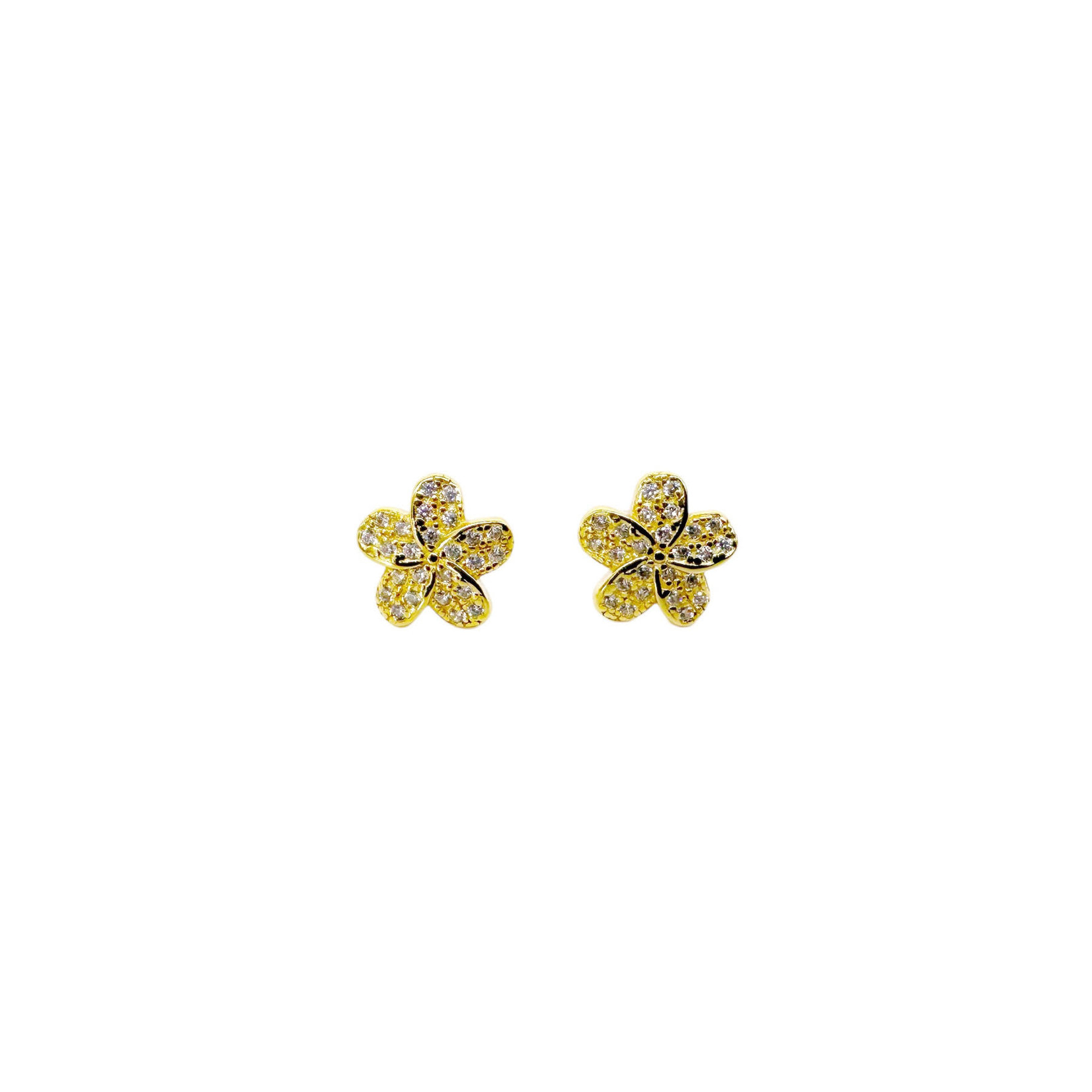 SE499 Sterling Silver Gold Plated CZ Earrings Flower