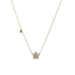 Sterling Silver Gold Plated Necklace with Adjustable Chain CZ Flower