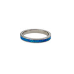 Sterling Silver 3mm Synthetic Opal Band Ring Blue