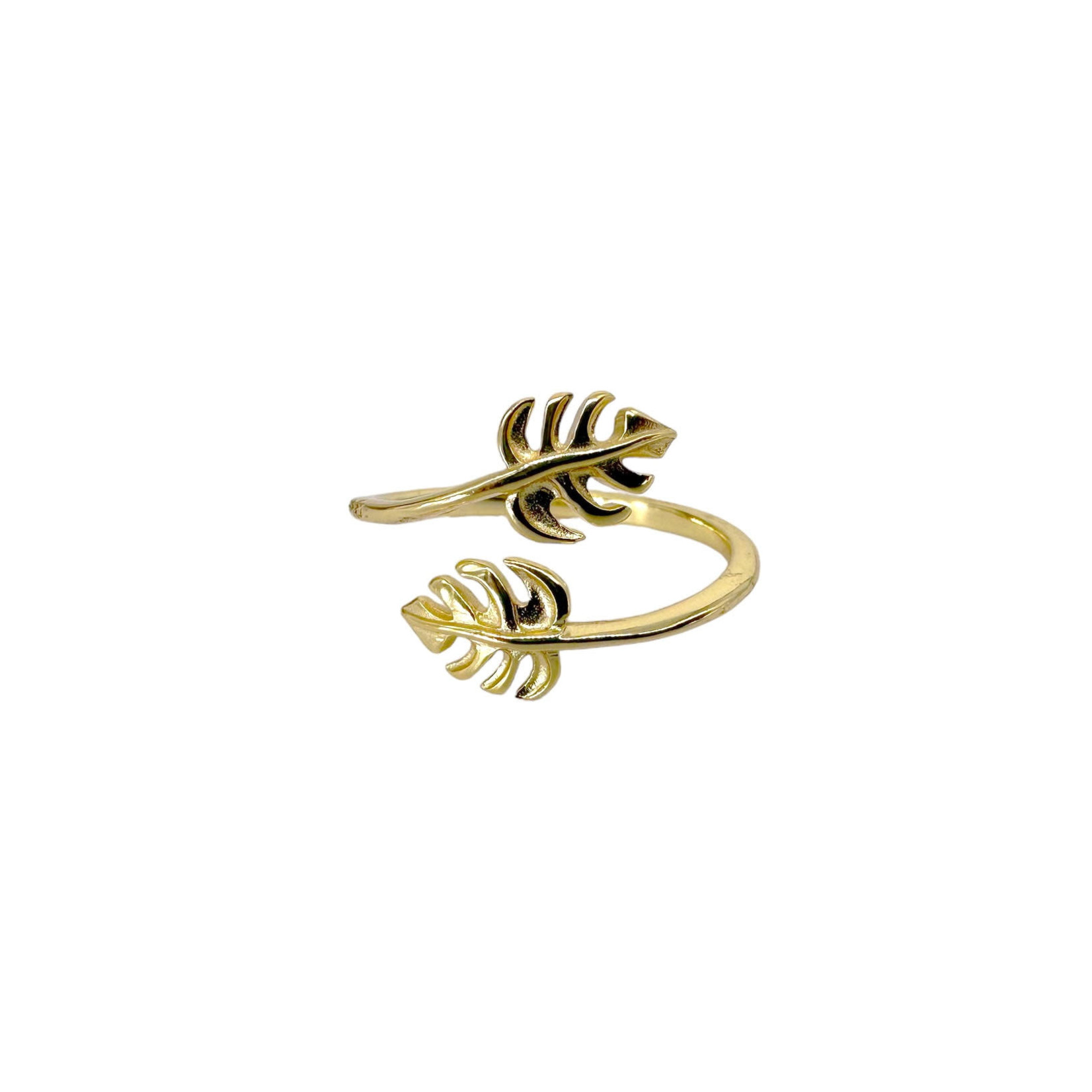 Sterling Silver Gold Plated Adjustable Monstera Ring