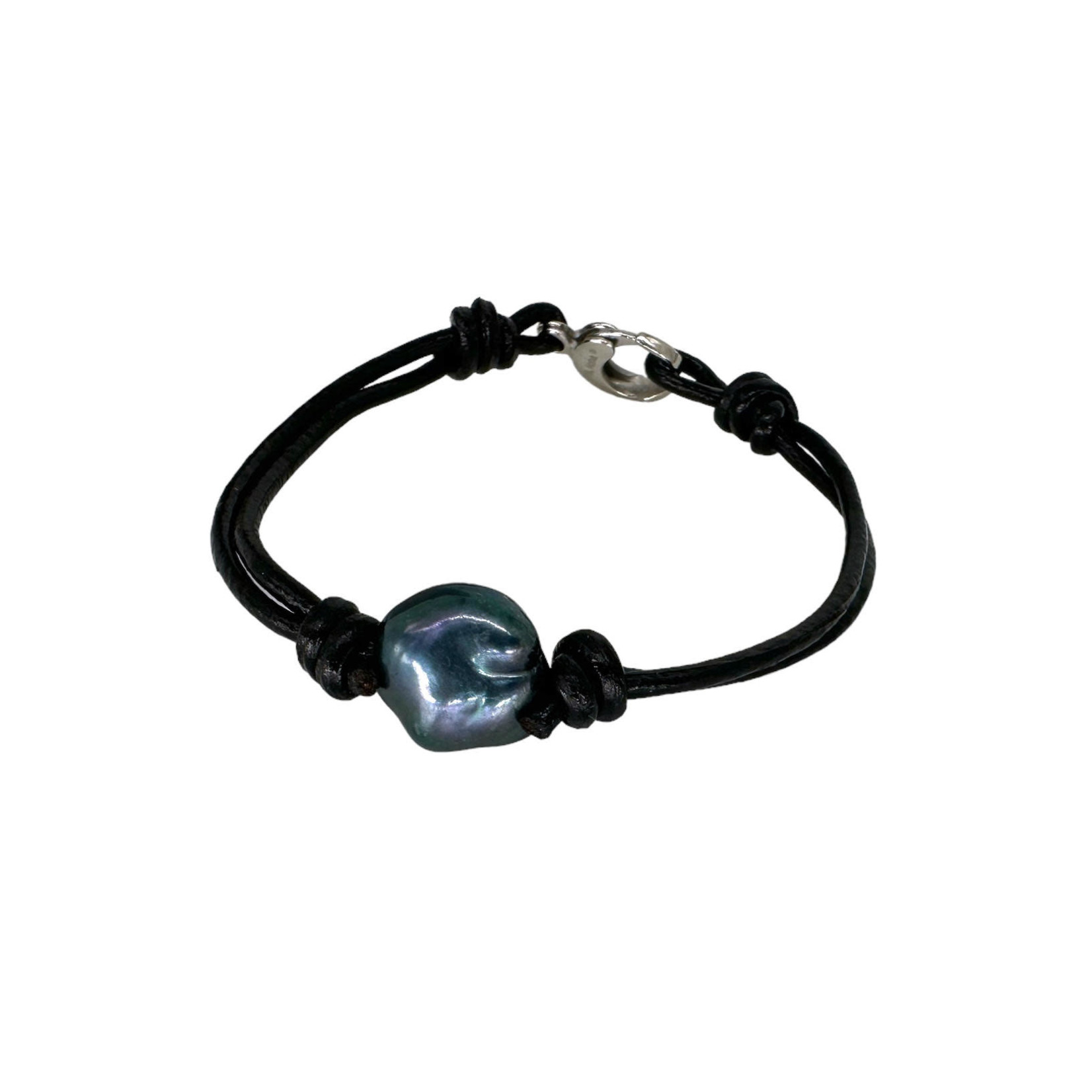Leather Cord Peacock Pearl Bracelet