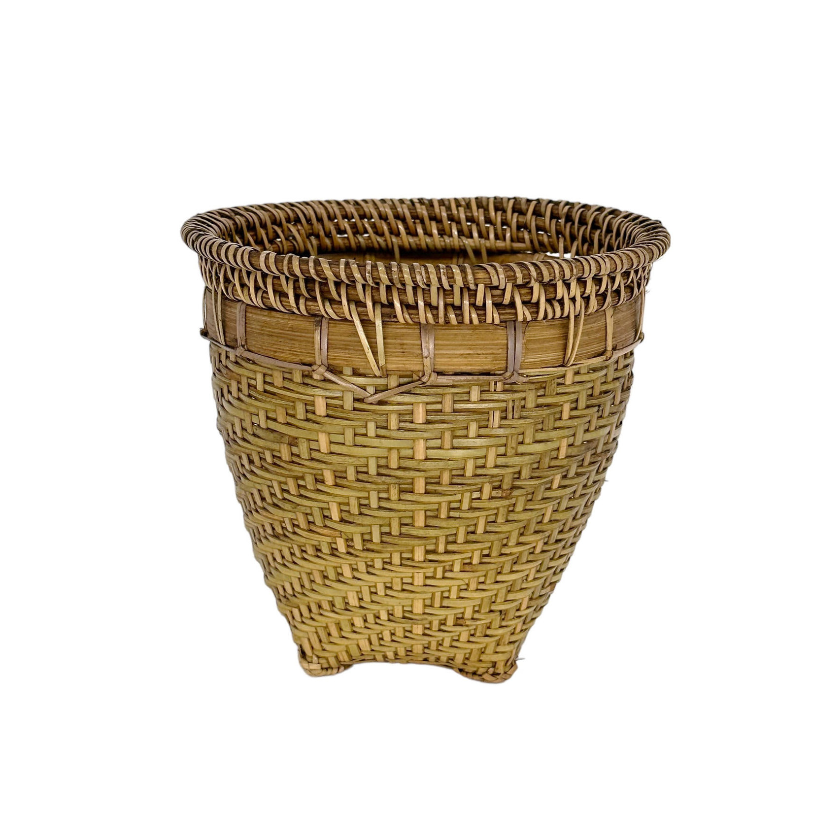 Hand Made Tan Bamboo Basket Size 3 (21cm Diameter x 20cm Deep)