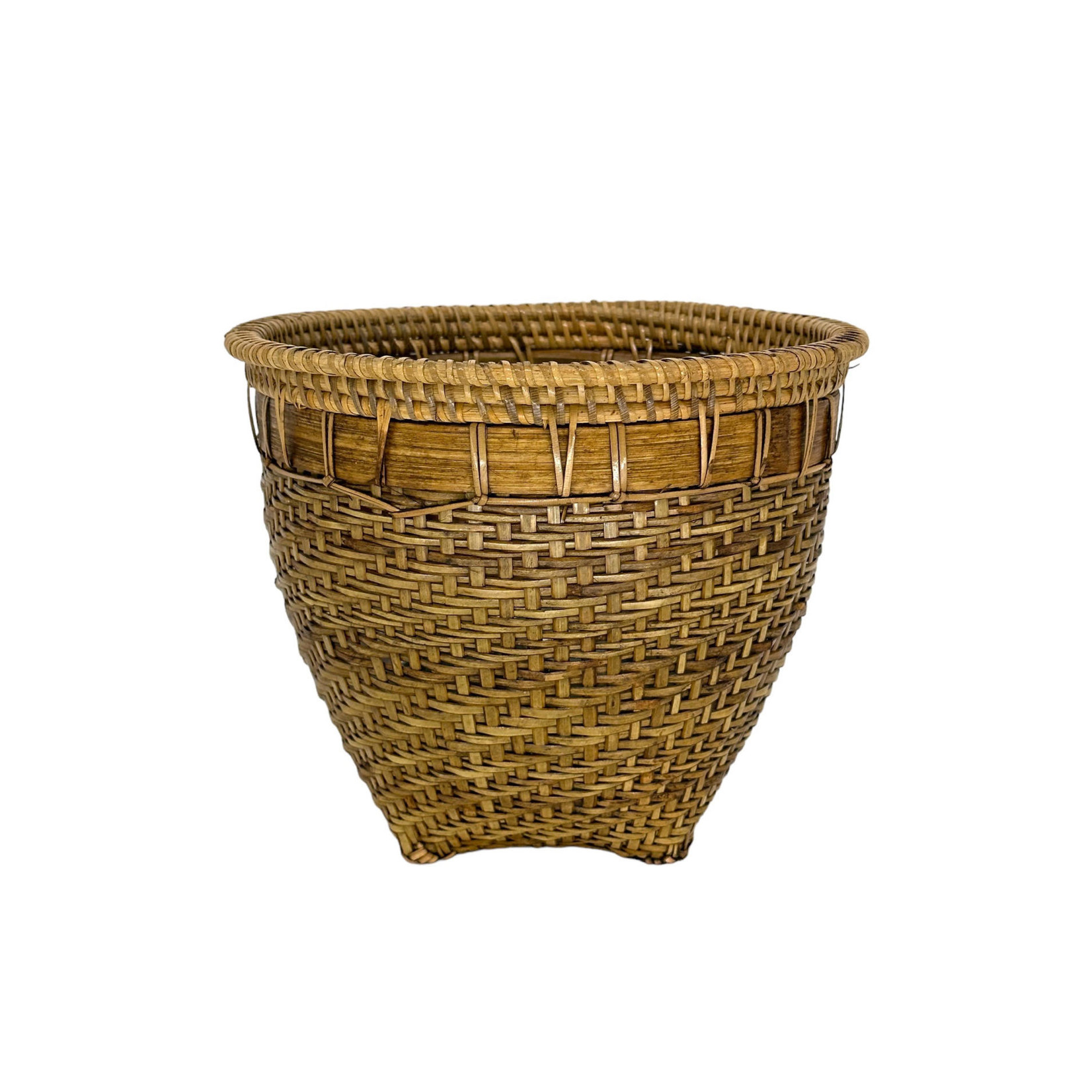 Hand Made Tan Bamboo Basket Size 5 (27cm Diameter x 21cm Deep)