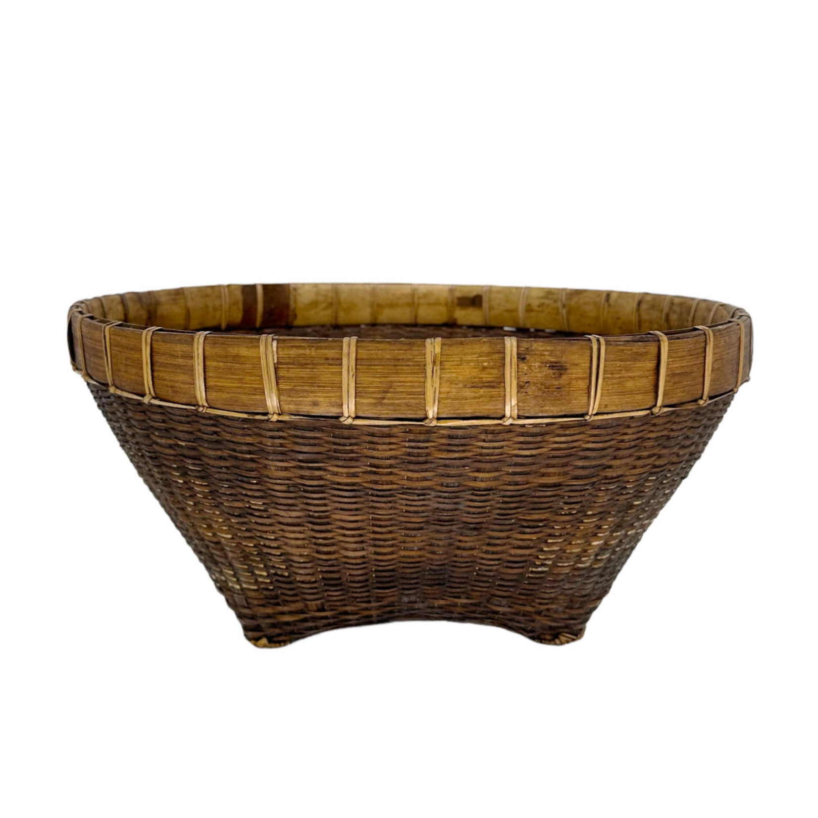 Hand Made Dark Bamboo Basket Size 3 (41cm Diameter x 19cm Deep)