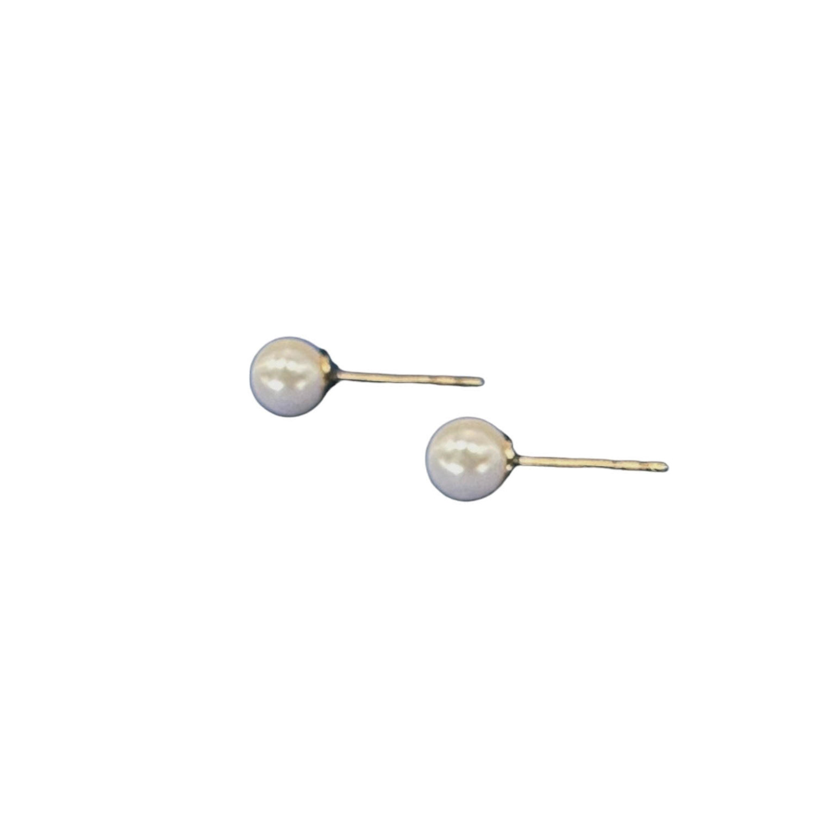 4.0mm White Crystal Pearl Gold Fill Post Earrings
