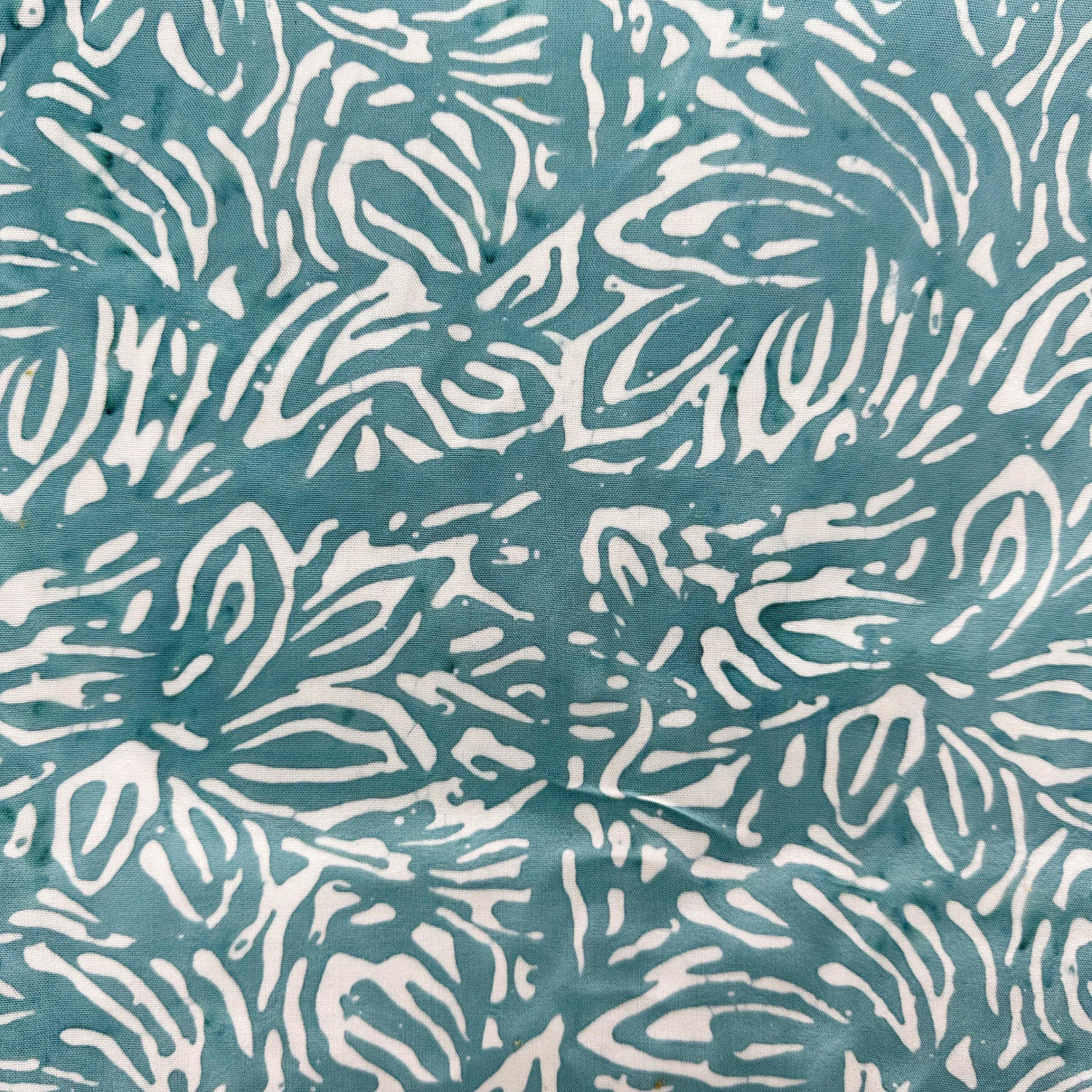 Batik Sarong Teal and White Flower Motif With Tassels and Coconut Sarong Tie