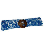 Batik Sarong Blue and White Flower Motif With Tassels and Coconut Sarong Tie