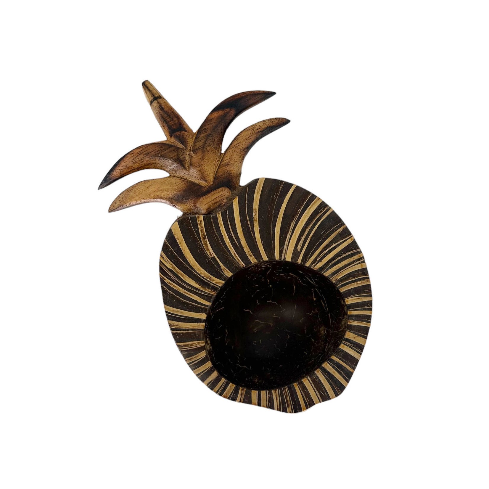 Handmade Small Pineapple Coconut Shell Bowl Zebra