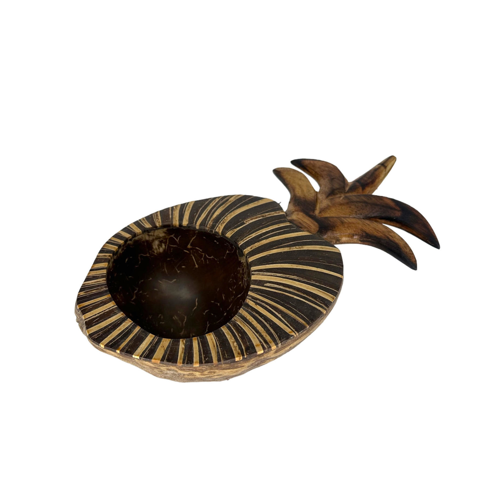 Handmade Small Pineapple Coconut Shell Bowl Zebra