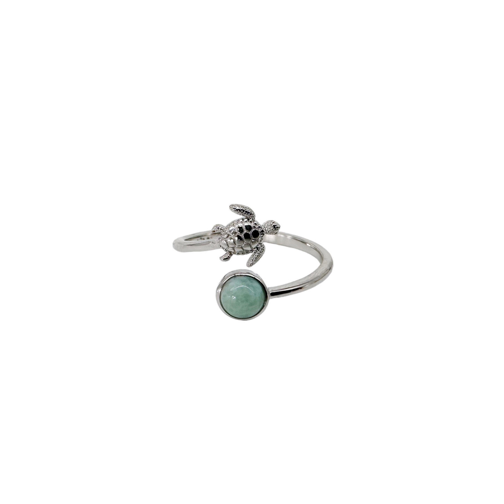 Sterling Silver Adjustable Ring Turtle and Larimar