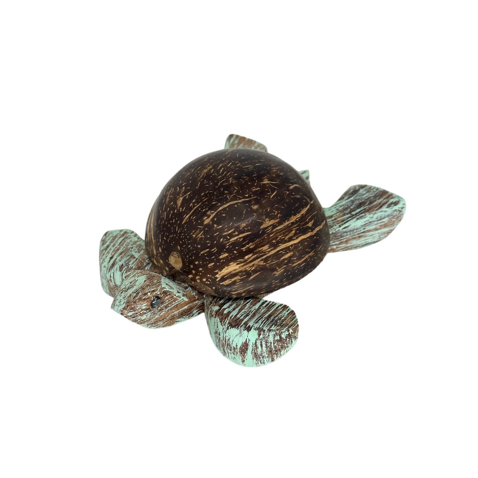 Hand Carved Coconut Shell Turtle Green