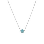 8.5mm Larimar Bead on  18" Adjustable Sterling Silver Chain