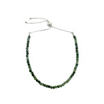 Sterling Silver Adjustable 3.5mm Emerald Gemstone Bracelet
