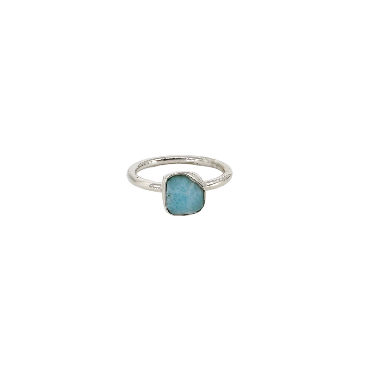 Sterling Silver Free Form Larimar Ring - Maka Imports
