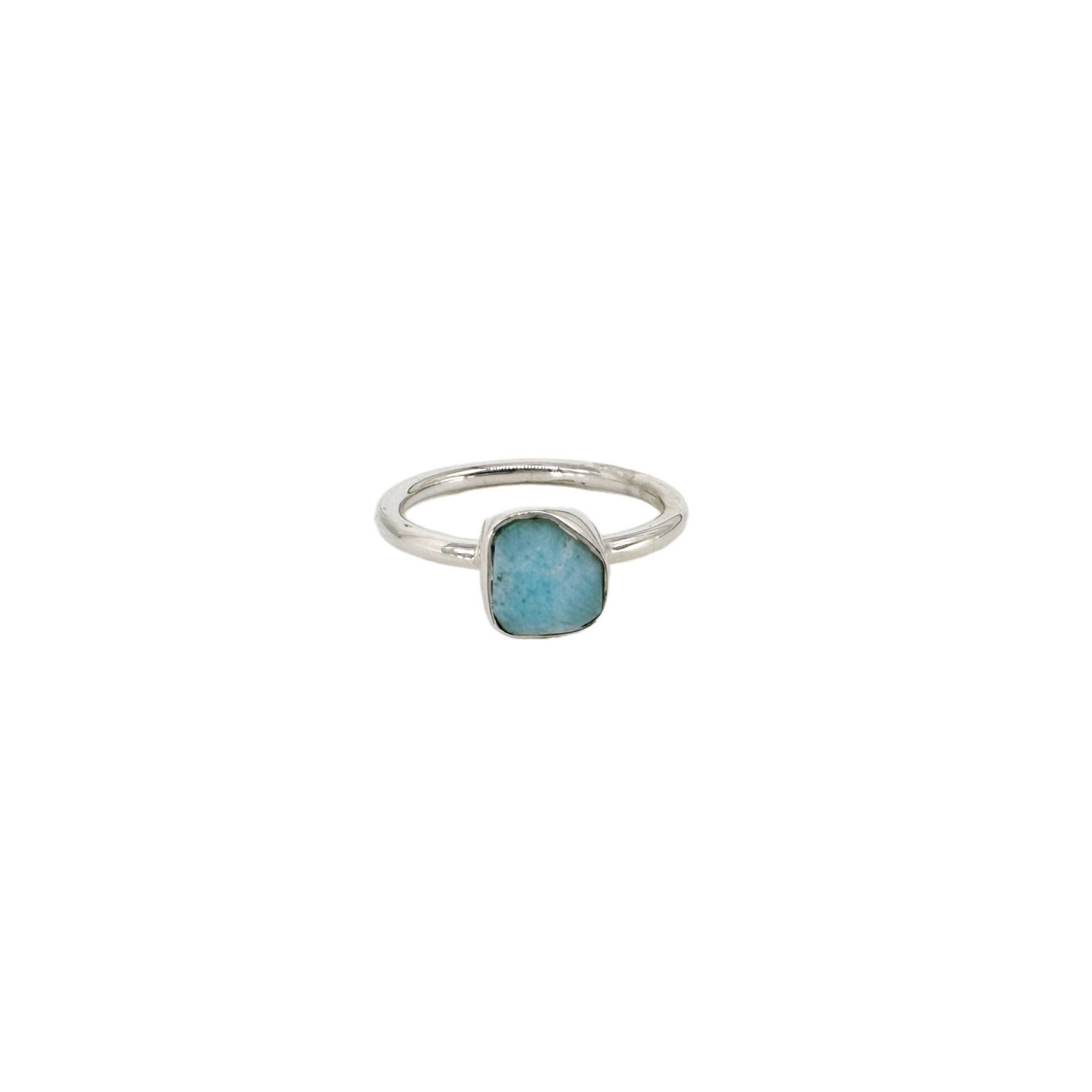 Sterling Silver Free Form  Larimar Ring