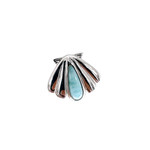 P360 Sterling Silver Larimar Seashell Pendant