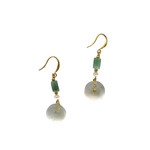 Copper, Jade & Pearl Coin Donut Dangle Earrings