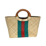 Woven Lauhala Bag with Wood Handles Uhaloa