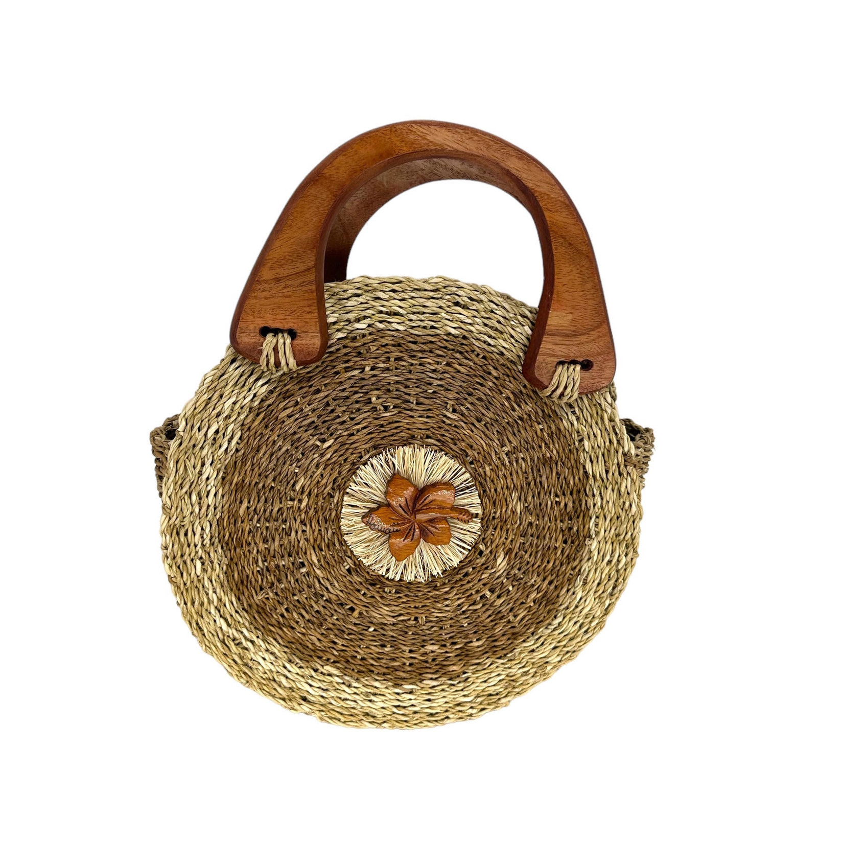Woven Lauhala Bag with Wood Handles Pia