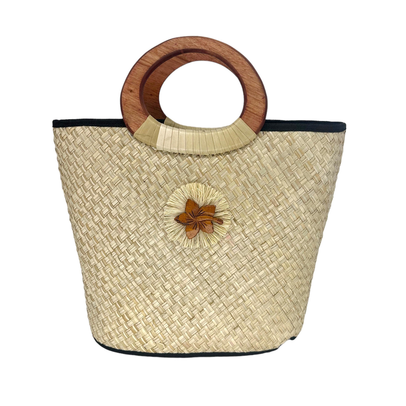 Woven Lauhala Bag with Wood Handles Alula