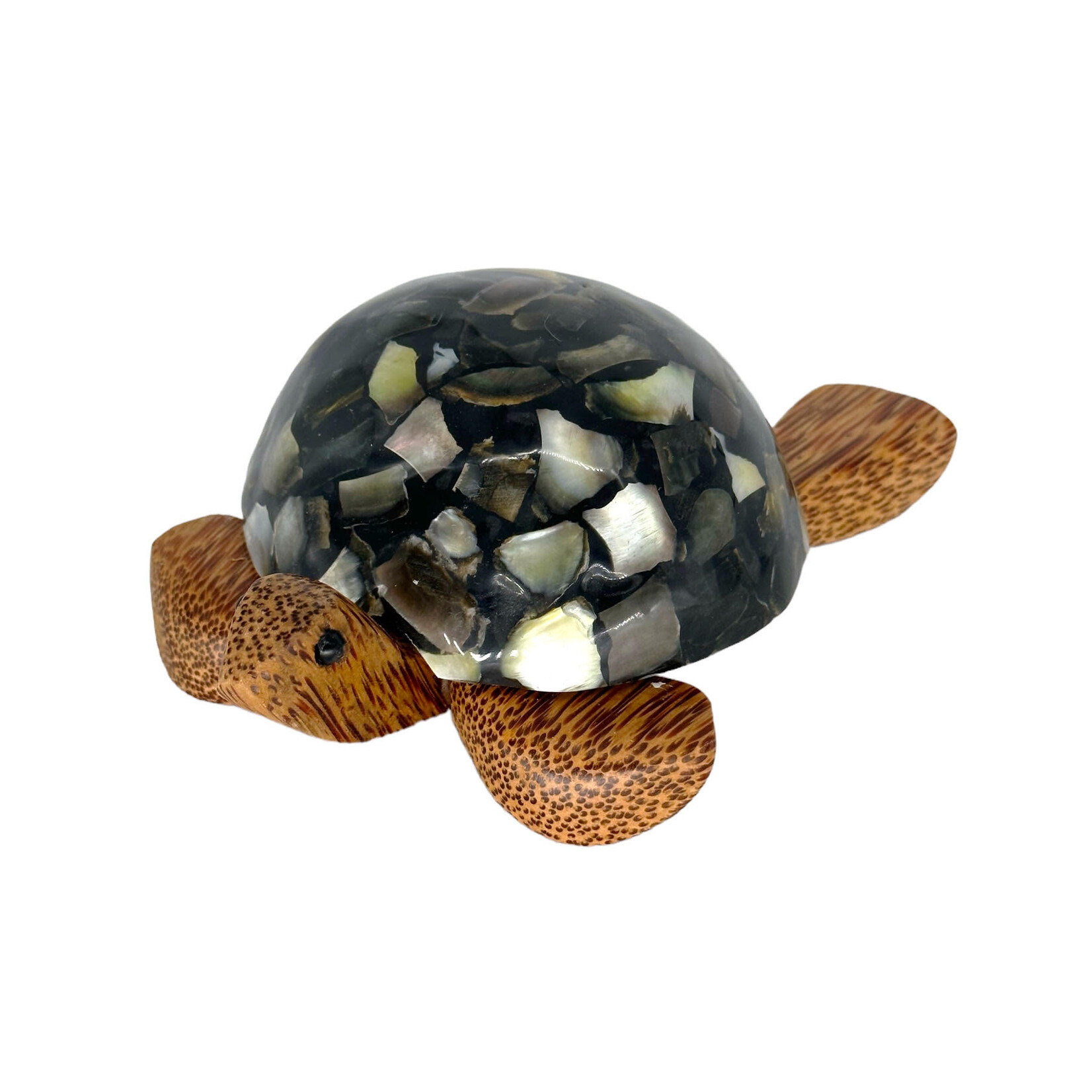 Hand Carved Caping Shell Coconut Turtle