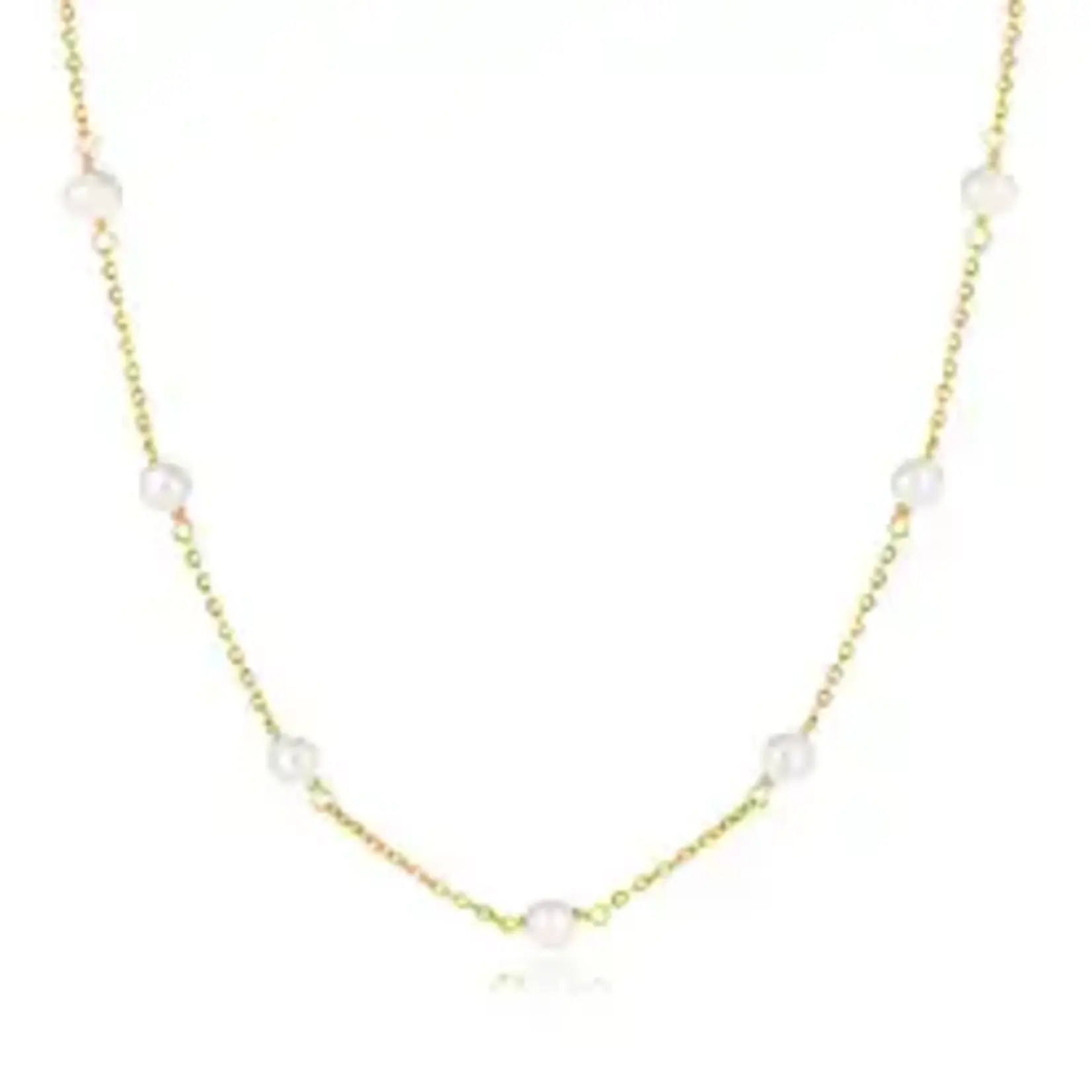 16"-18"14k Gold Plated AAA Pearl Necklace - 10 Pearl