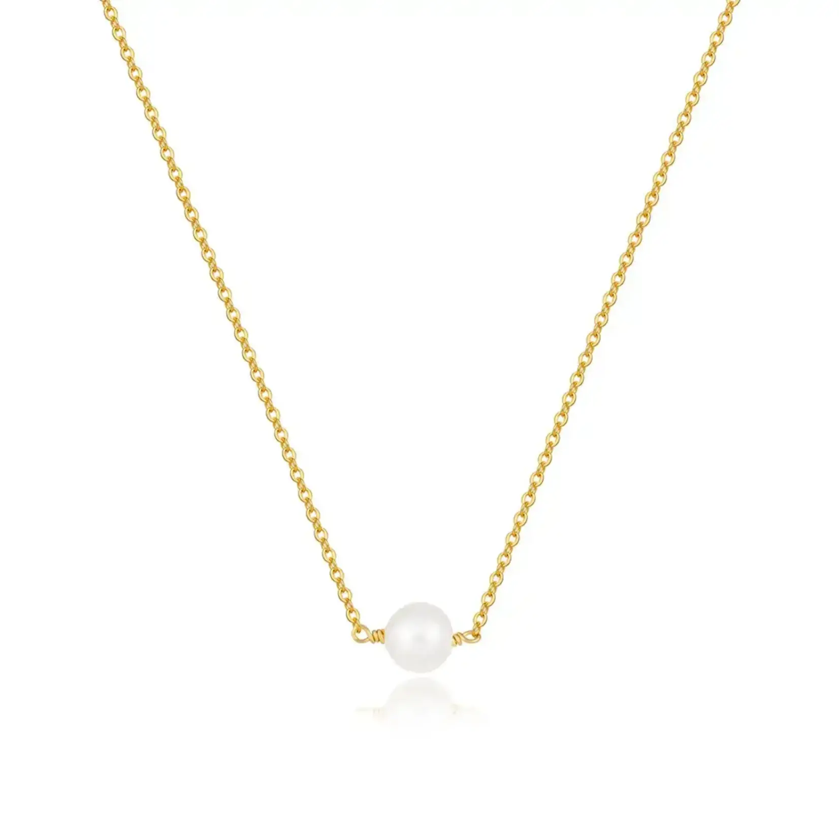 16"-18"14k Gold Plated AAA Pearl Necklace - Single Pearl