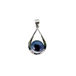 P369 Sterling Silver Raindrop Pendant with 9mm Peacock Pearl