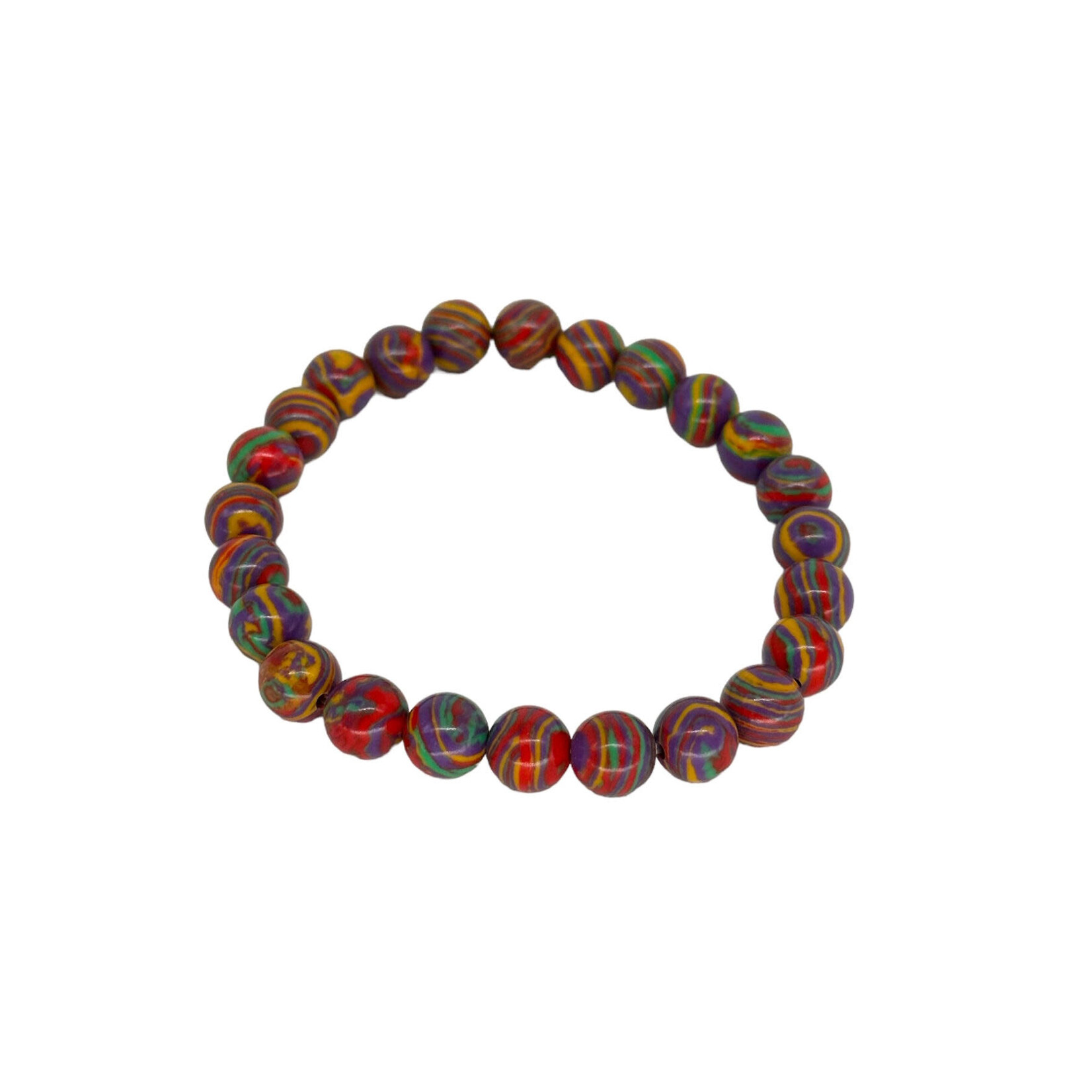 Purple Multi Malachite Synthetic Gemstone Stretch Bracelet 8mm